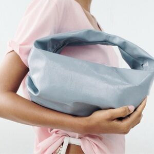 ZARA Blue Faux Patent Leather Bag
